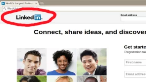 Linkedin phishing webpage