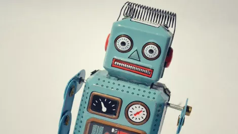 Vintage robot smiling