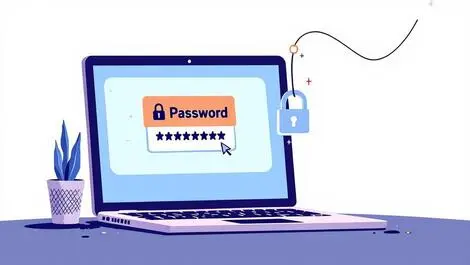 Vector illustration laptop password phishing attack fishing hook cybersecurity