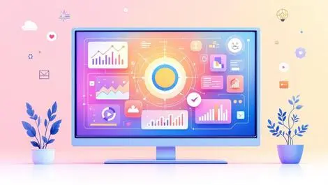 Tv screen illustration ai digital identity marketing analytics icons