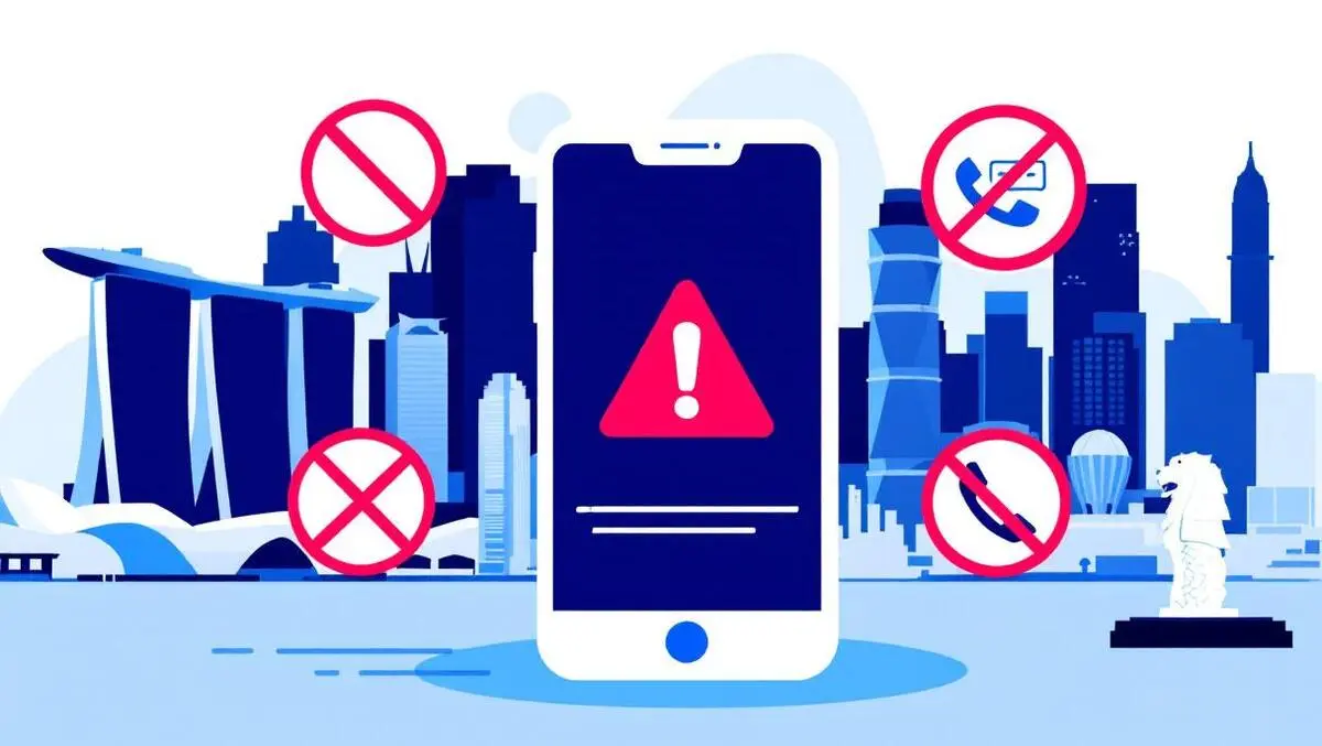 Smartphone red warning alert blocked calls messages singapore landmarks
