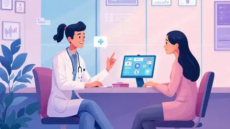 Doctor consulting patient modern clinic digital healthcare singapore