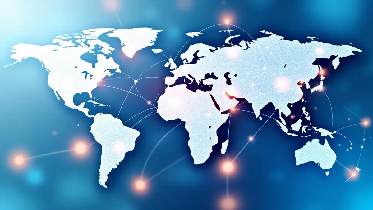 Connected world map network lines global communication enterprise linking