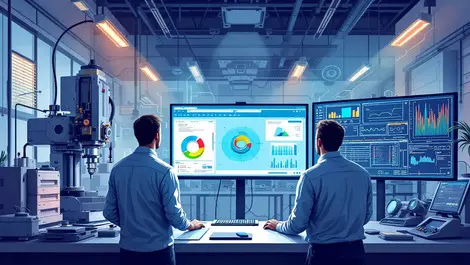 Engineers modern testing lab digital modal analysis simulation large screens automation speed