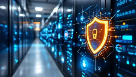 Modern american business server room secure computer hardware cybersecurity