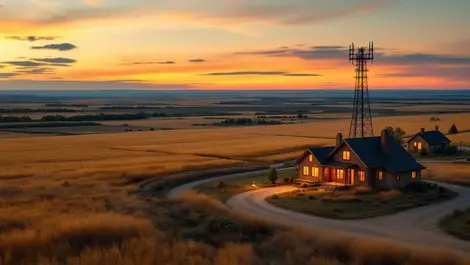 Rural saskatchewan sunset indigenous community broadband tower