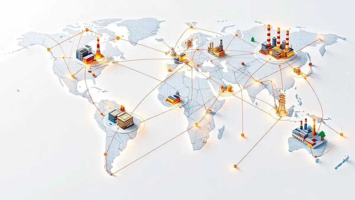 Glowing world map iot network with smart cities and industry