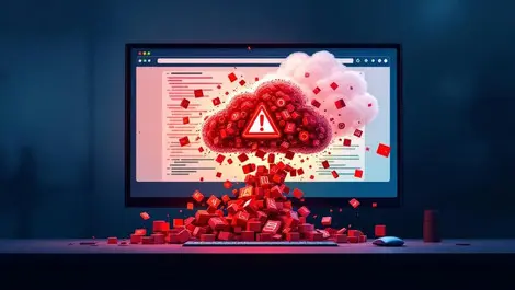 Web developer desktop security breach server data leak illustration