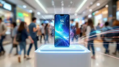 High end 5g smartphone on pedestal singapore mall starhub green